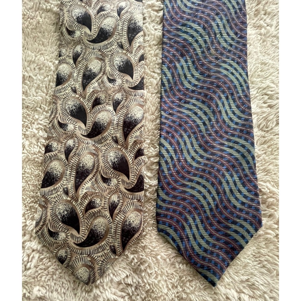 Calvin Klein Men's Silk Ties Lot of 2 100% Silk Made In USA